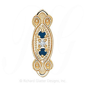 GS397 D/S - 14 Karat Gold Slide with Diamond center and Sapphire accents 